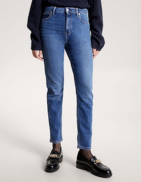 Jeans Slim Tommy Hilfiger Corte Cintura Alta Para Mujer