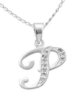 Collar de letra p Horoz de plata P 925