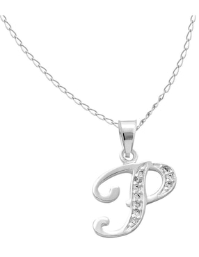 Collar de letra p Horoz de plata P 925