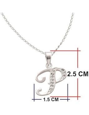 Collar de letra p Horoz de plata P 925