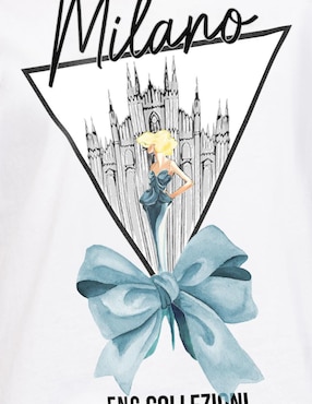 Playera manga corta FNC Collezioni Citta Milano cuello redondo para mujer