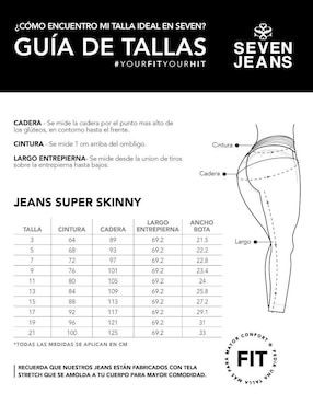 Jeans ultra skinny Seven Jeans 0118stob corte cintura alta para mujer