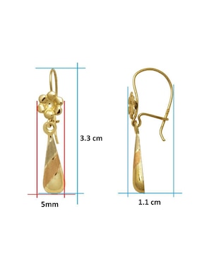 Aretes de flor Horoz de oro con acabado brillante