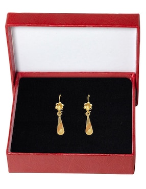 Aretes de flor Horoz de oro con acabado brillante