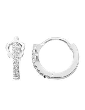 Aretes de flor Horoz de plata P 925 con acabado brillante zirconia