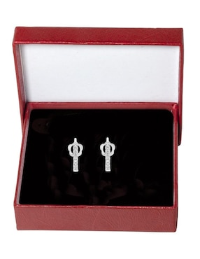 Aretes de flor Horoz de plata P 925 con acabado brillante zirconia