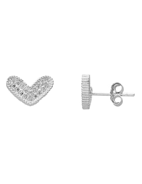 Broqueles de corazón Horoz de plata P 925 con acabado brillante zirconia
