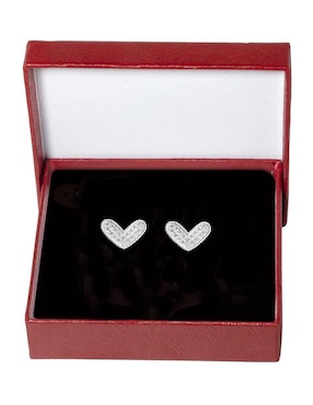 Broqueles de corazón Horoz de plata P 925 con acabado brillante zirconia
