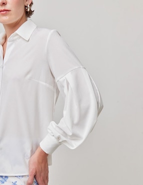 Blusa camisera Linea Pura manga larga para mujer