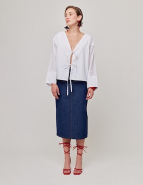 Falda midi Linea Pura de Mezclilla con pretina