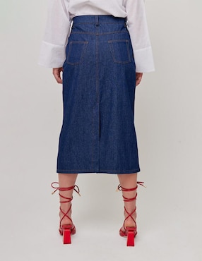 Falda midi Linea Pura de Mezclilla con pretina