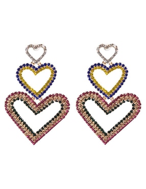Aretes de corazón Yoiko Dil con acabado brillante fantasía