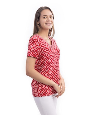 Playera manga corta Nautica cuello v para mujer