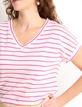 Playera manga corta Lieb cuello V para mujer