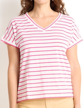 Playera manga corta Lieb cuello V para mujer