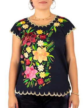 Blusa Teya Artesanal manga corta para mujer
