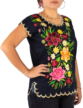 Blusa Teya Artesanal manga corta para mujer