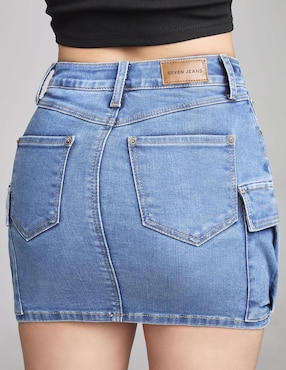 Falda mini Seven Jeans de mezclilla a la cintura alta