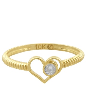 Anillo De Corazón Horoz 10 K De Oro Zirconia