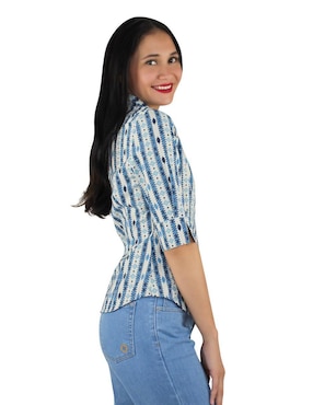 Blusa camisera Breton manga al codo para mujer