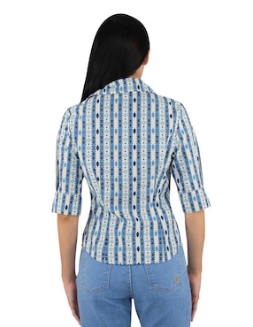 Blusa camisera Breton manga al codo para mujer