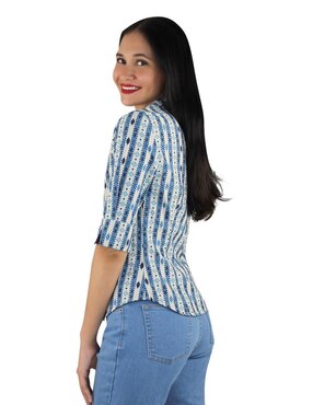 Blusa camisera Breton manga al codo para mujer