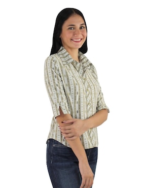 Blusa camisera Breton manga al codo para mujer