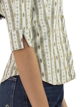 Blusa camisera Breton manga al codo para mujer