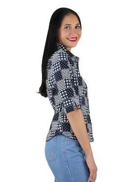 Blusa camisera Breton manga al codo para mujer