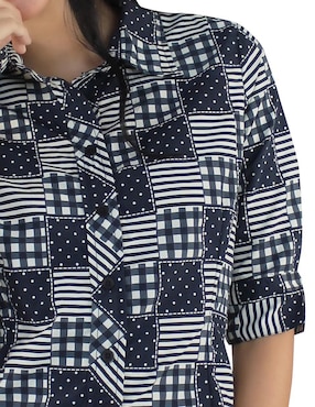 Blusa camisera Breton manga al codo para mujer