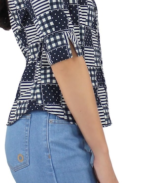 Blusa camisera Breton manga al codo para mujer