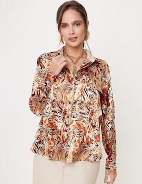 Blusa Camisera Linea Pura Manga Larga Para Mujer