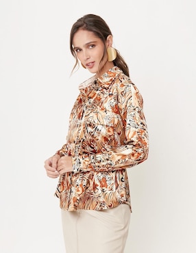 Blusa camisera Linea Pura manga larga para mujer