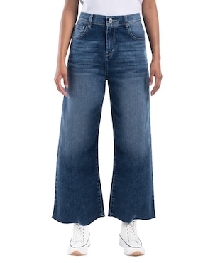 Jeans Campana Oggi Wide Leg Corte Cintura Alta Para Mujer