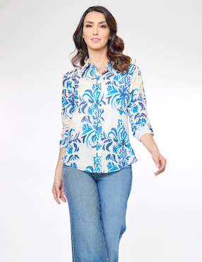 Blusa Camisera Foley’s Manga 3/4 Para Mujer