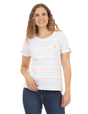 Playera Manga Corta Ferrioni Lily Cuello Redondo Para Mujer