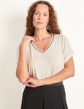 Playera manga corta Lieb cuello V para mujer