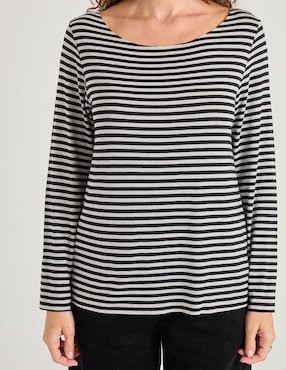 Playera manga larga Lieb cuello ojal para mujer