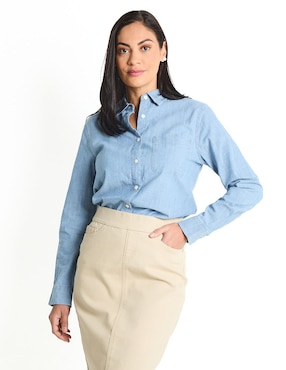 Blusa Camisera Dockers Manga Larga Para Mujer