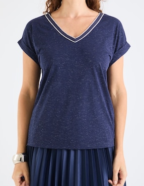 Playera manga corta Lieb cuello V para mujer