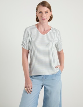 Playera manga corta Lieb cuello V para mujer