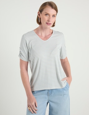 Playera manga corta Lieb cuello V para mujer