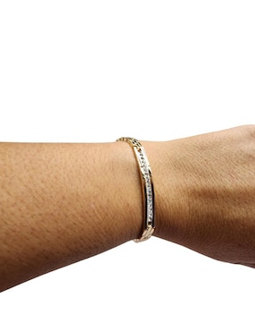 Brazalete Limerence By Claudia Herrera de oro laminado 14 K con acabado pavé