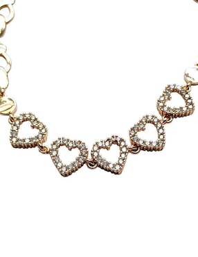 Pulsera Limerence By Claudia Herrera de oro laminado 14 K Corazones Amor con acabado brillante