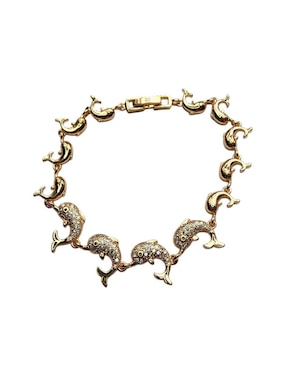 Pulsera Limerence By Claudia Herrera de oro laminado 14 K Delfines con acabado brillante
