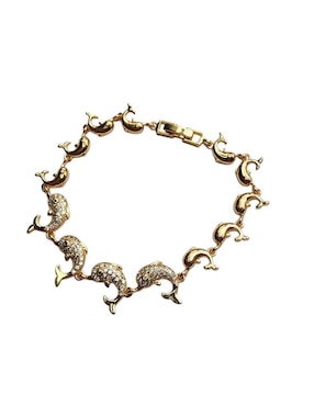 Pulsera Limerence By Claudia Herrera de oro laminado 14 K Delfines con acabado brillante