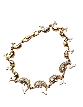 Pulsera Limerence By Claudia Herrera de oro laminado 14 K Delfines con acabado brillante