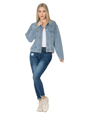 Chamarra Denim Pixel Fashion De Mezclilla Para Mujer