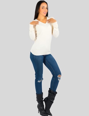Suéter Malabis cuello V para mujer