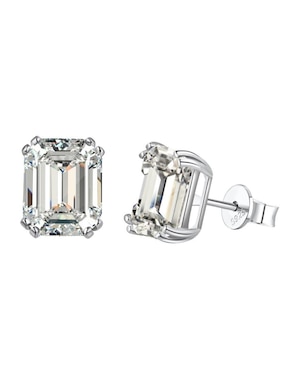 Broqueles rectangulares Yoiko de plata P 925 con acabado baño rodio zirconia